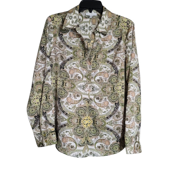 Maison d' Amelie Elegant Paisley Silklike Blouse Size Medium - Picture 13 of 13